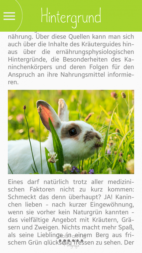 Screenshot, App, Android, Dein Kräuterguide, Dein Kräuterguide für dich und deine Kaninchen, Einsicht, Vorschau